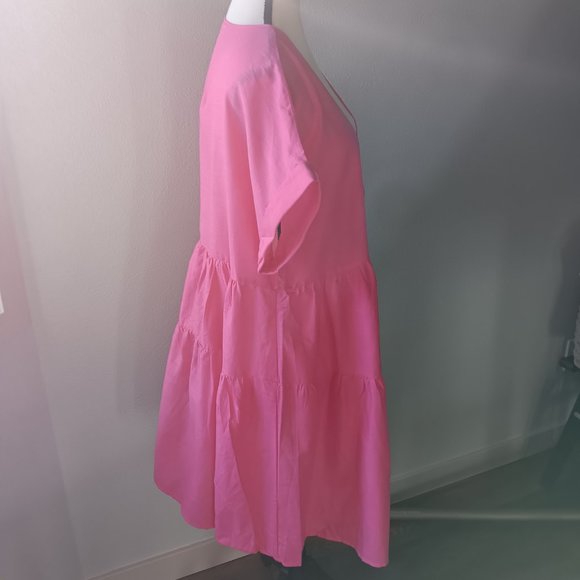 NWOT SHEIN Unity Plus Batwing Sleeve Ruffle Hem Smock Dress 1XL (14) - Picture 2 of 3